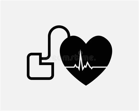 Pacemaker Icon Artificial Heart Cardiac Pace Maker Pulse Black White