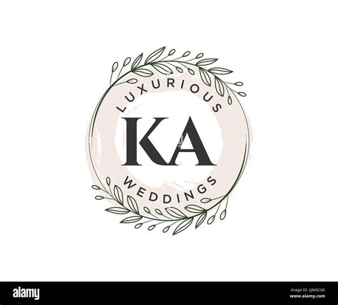 Ka Initials Letter Wedding Monogram Logos Template Hand Drawn Modern