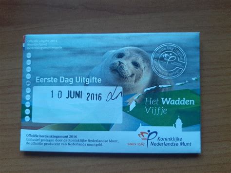 Nederland Coincard EERSTE DAG VAN UITGIFTE WADDEN VIJFJE 2016 EBay