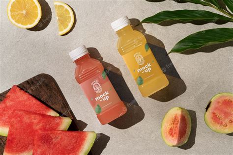 Premium PSD | Fruit juice bottle mockup design