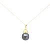 Lot K Gold Tahitian Pearl Drop Pendant Necklace