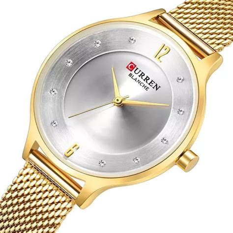 Reloj De Correa De Malla Impermeable Curren Para Mujer Color Del Bisel