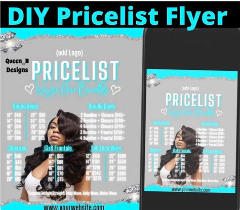 Hair Price List Flyer Hair Bundles Diy Social Media Etsy