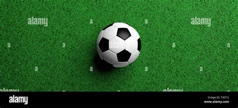 Soccer Football Concept Soccer Ball White And Black Color On Green