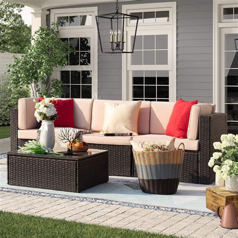 Devoko 4 Pieces Patio Furniture Sets All Weather Outdoor Sectional Sofa ...