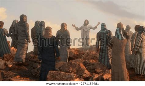 Jesus Christ Preaches Sermon On Mount Stock Illustration 2271157981 ...