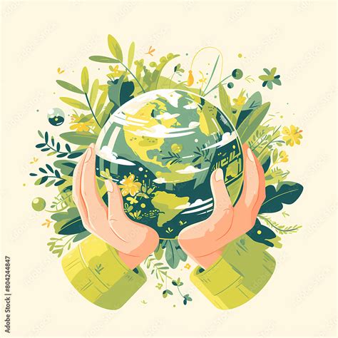 Eco Friendly World Globe Concept Art With Plant And