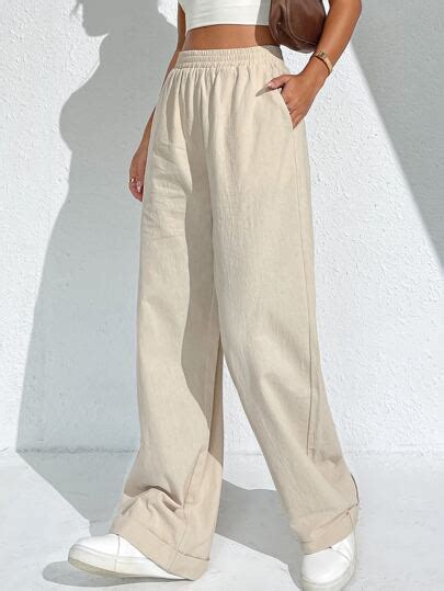 Womens Trousers Shop Wide Leg High Waist And More Shein Uk