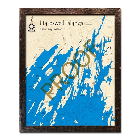 Harpswell Islands Casco Bay Me Nautical Wood Maps