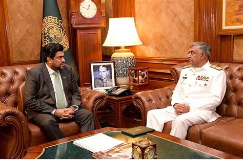 Governor Sindh Kamran Khan Tessori Meets With New Chief Of Naval Staff Admiral Naveed Ashraf At