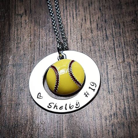 Hand Stamped Personalized Softball Necklace Girls Softball Etsy