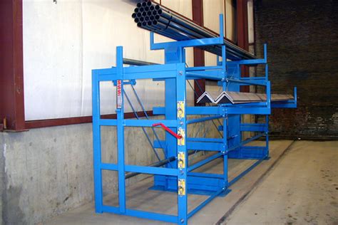 Single Sided Roll Out Racks Cantilever Racking System Spacesaver Racks