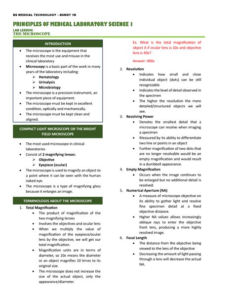 Pmls The Microscope Study Hard Principles Of Medical Laboratory