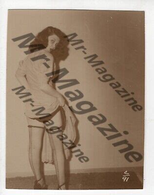 Vintage Risqué B W Pinup 4 x3 Sexy Cheesecake Brunette Lingerie Nylons