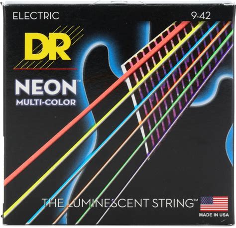 Dr Strings Nmce 9 Hi Def Neon Multi Color K3 Coated Electric Guitar Strings 009 042 Light