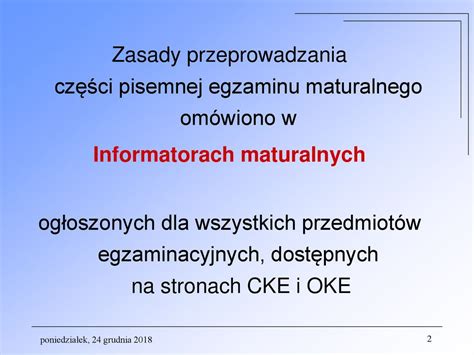 Zasady Przeprowadzania Cz Ci Pisemnej Egzaminu Maturalnego Om Wiono W