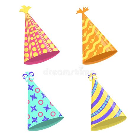 Party Hat Set Isolated On A White Vector Illustration Stock Vector