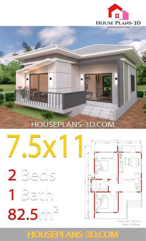 Simple House Plans 6x7 With 2 Bedrooms Hip Roof House Plans S B05