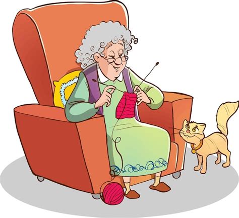 Grandma Knitting Clipart