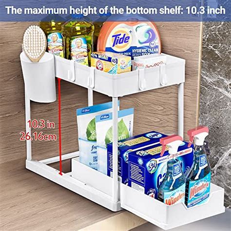 Puricon Under Sink Organizer 2 Tier Sliding Drawer Storage Rack For