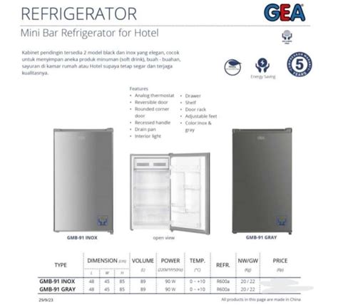 Jual GEA Mini Bar Refrigerator For Hotel GMB 91 GMB 91 GMB91 Kulkas