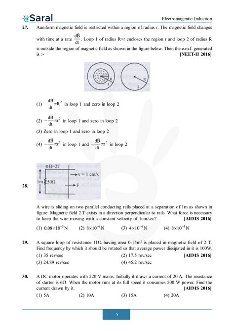 Electromagnetic Induction NEET Previous Year Questions With Complete