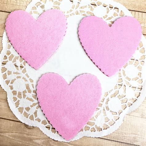 3 Felt Heart Embellishments Pink On Light Pink Flourish Etsy