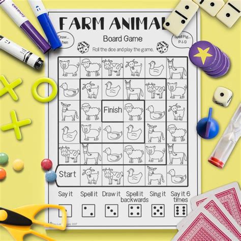 Farm Animals Board Game Fun Esl Worksheet For Kids Farm Animals