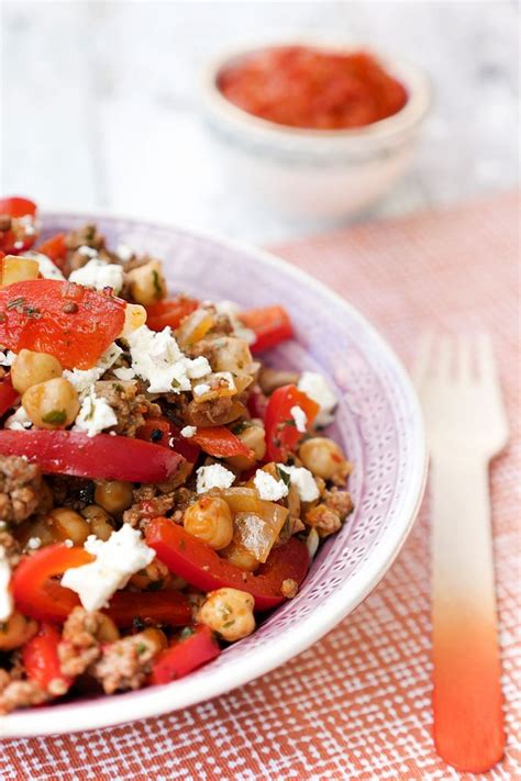 Low Carb Kichererbsen Hackfleisch Pfanne Mit Feta Und Paprika Rezept