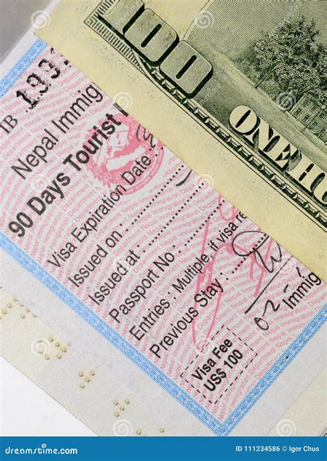 Visa To Nepal, Worth US 100 2017 Stock Photo - Image of sticker