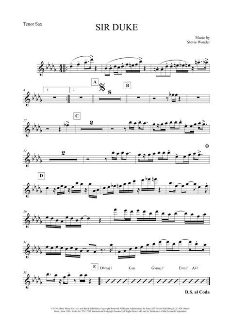 Sir Duke Arr The Sheet Music Library By Stevie Wonder Sheet Music