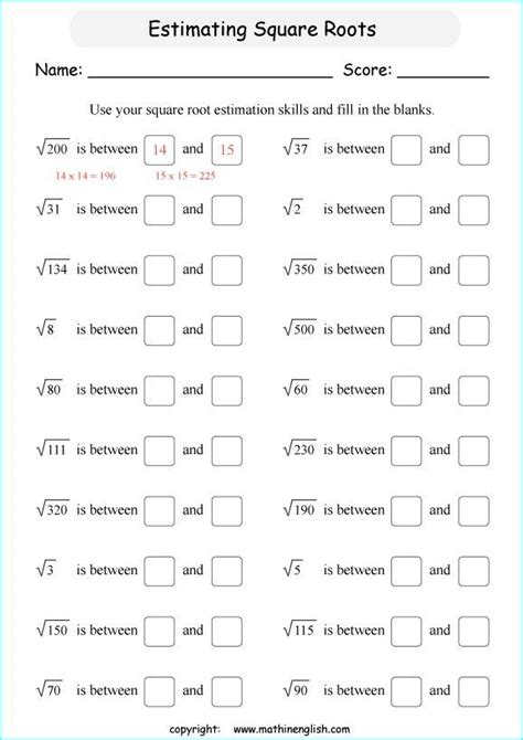 Square Root And Cube Root Worksheet Squares Simplify Simplif