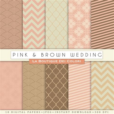 Pink and Brown Wedding Bridal Patterns for Wedding Invite, Save the ...