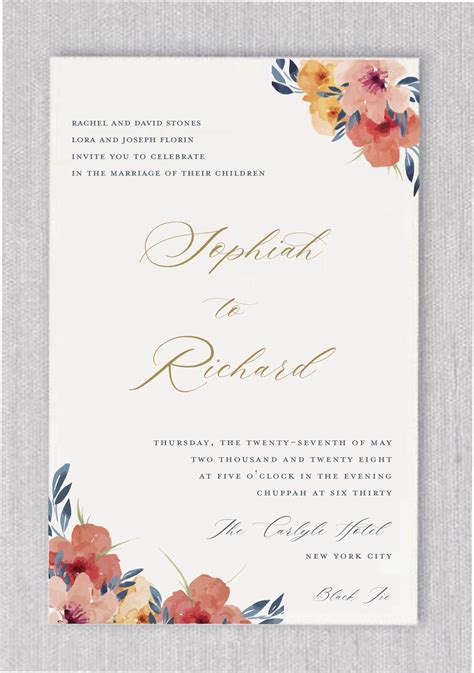 Watercolor Floral Wedding Invitation | Cohen Printing And Invitations