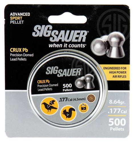 Sig Sauer Airguns AIRAMMOCRUX Crux Domed 177 Pellet Lead 500 Blister