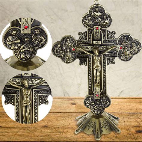 Antique Jesus Inri Catholic Altar Standing Religious Crucifix Cross