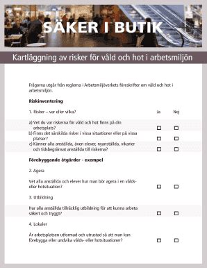 Fillable Online Kartl Ggning Av Risker F R V Ld Och Hot I Arbetsmilj N