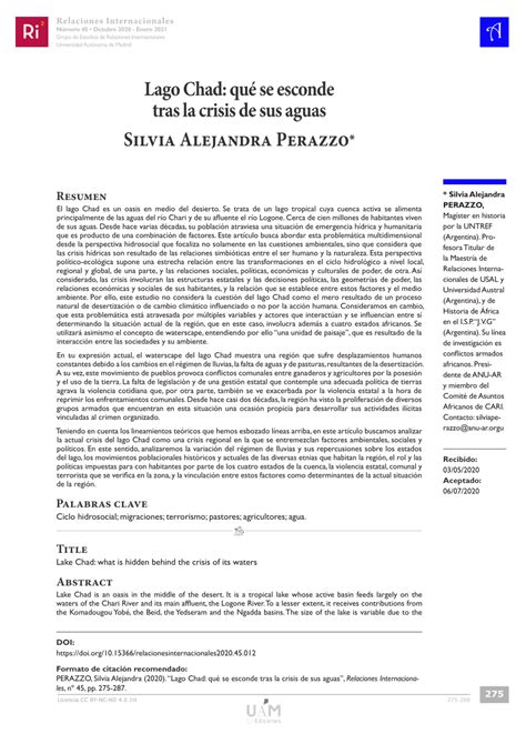 Pdf Lago Chad Qu Se Esconde Tras La Crisis De Sus Aguas