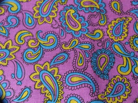 Purple Paisley Vintage 1960s Fabric Aqua by StilettoGirlVintage