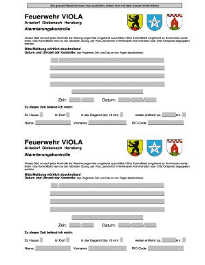 Ausfüllbar Online Feuerwehr VIOLA Alarmierungskontrolle Fax Email