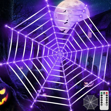 MUOIVG 3 6m Led LED Halloween Dekor Spinnennetz Mit Lichter 135 LEDs