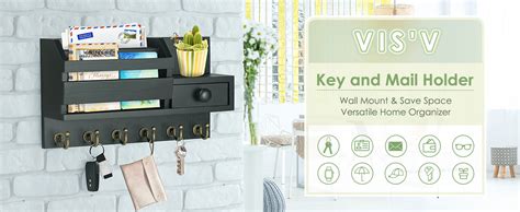 Visv Key Holder For Wall Wooden Key Mail Holder With