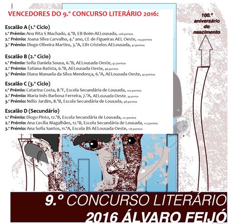 Vencedores do 9 º Concurso Literário Álvaro Feijó 2016 Biblioteca do