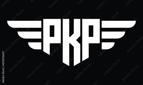 Pkp Three Letter Logo Creative Wings Shape Logo Design Vector Template