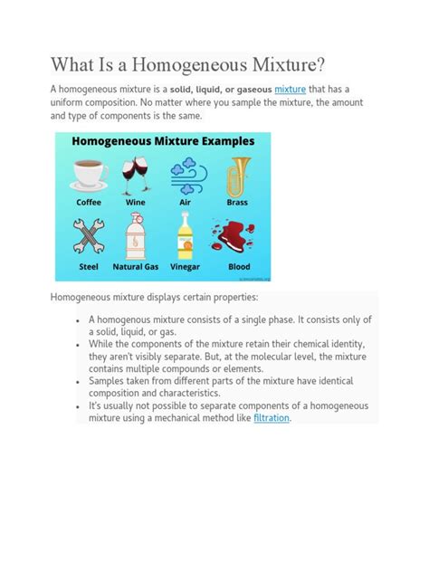 What Is A Homogeneous Mixture | PDF