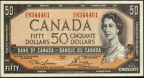 Canada 50 Dollars banknote 1954 Queen Elizabeth II|World Banknotes ...