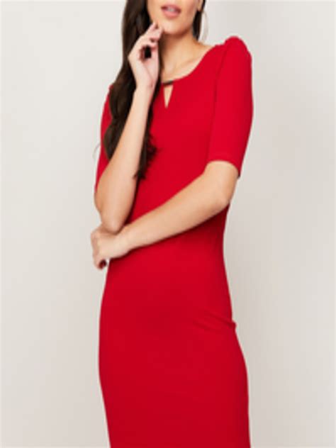 Buy Code By Lifestyle Red Keyhole Neck Bodycon Dress Dresses For Women 18859500 Myntra