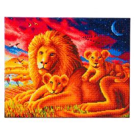 Kit De Broderie Diamant Sur Ch Ssis Famille De Lions Crystal Art D I Y