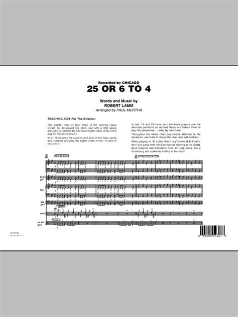 25 Or 6 To 4 Full Score By Paul Murtha Sheet Music For Jazz Ensemble At Sheet Music Direct