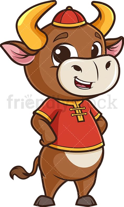 Cute Chinese New Year Ox Cartoon Clipart Vector FriendlyStock